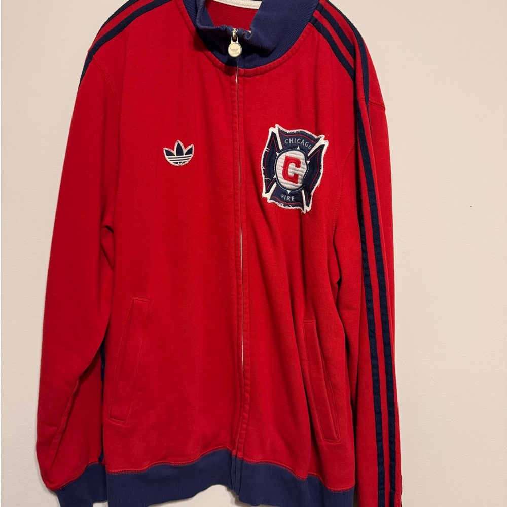 Adidas Red and Navy Chicago Fire Track Jacket